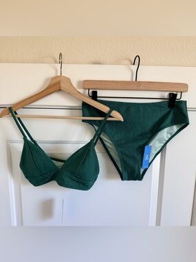 Cupshe Emerald Green Textured Bikini Set